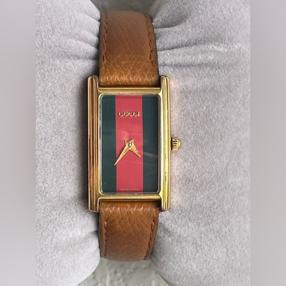 Gucci 18K 10 Micron Gold Plated 2600L , sherry line dial (Green Red Green)